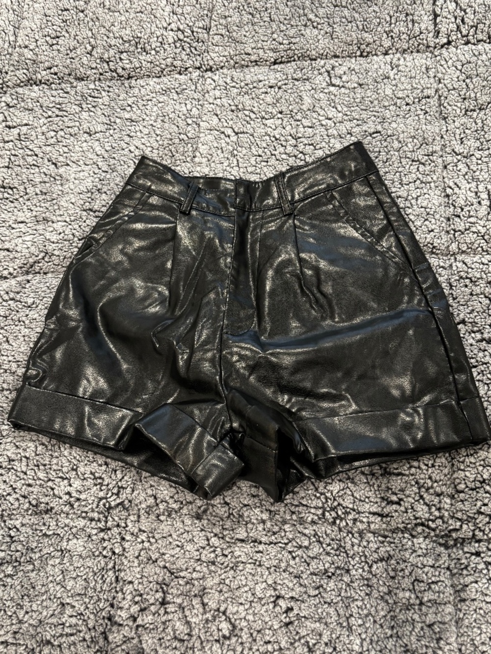 SHEIN Black Faux Leather Shorts Petite XXS